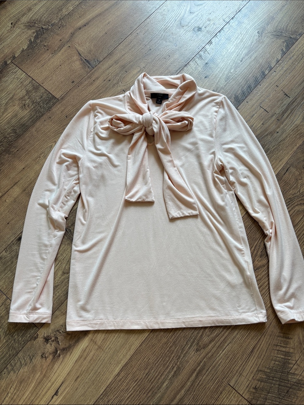 Women’s J.Crew Long-Sleeve Bow Tie Neck Top - Light Blush